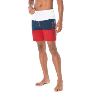 imageNautica Mens Standard Quick Dry Classic Logo TriBlock Series Swim TrunkNautica Red