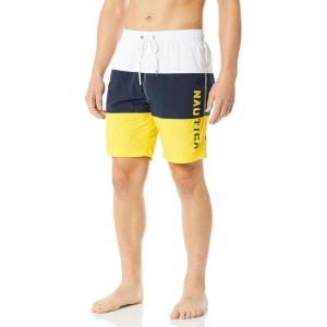 imageNautica Mens Standard Quick Dry Classic Logo TriBlock Series Swim TrunkVibrant Yellow