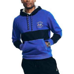 imageNautica Mens Sustainably Crafted Colorblock Logo HoodieBright Cobalt