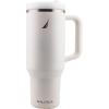 imageNautica 40 oz Large Insulated Tumbler with Handle ampamp Straw with screw on cap Reusable Water Bottle Stainless Steel Travel Mug for Hot Cold or Iced Drink BPAFree Fits Car Cup Holders Light BlueCream