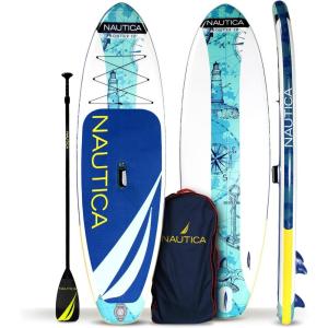 imageInflatable Paddle Board Nautica Frontier 10  Portable Paddle Board Package with Inflatable SUP Board  Paddle  Hand Pump  Ankle Leash  Dry Pouch  Repair Kit  and Storage Backpack Inflatable Paddle Boards for Adults