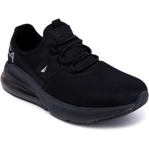 imageNAUTICA Kids Casual Air Bubble Fashion Sneakers Walking ShoesLightweight Joggers BoysGirls Bungee SlipOnLace Up Little KidBig KidBlack Monosteam Rock