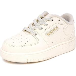 imageNautica Girls Sneakers  LaceUp Tennis Shoes Casual ampamp Comfortable for ToddlersToddler Little Kids ampamp Big Kids PlatformRegularBone Pale Gold