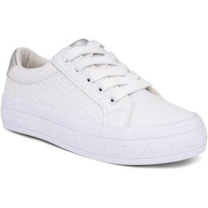 imageNautica Girls Sneakers  LaceUp Tennis Shoes Casual ampamp Comfortable for ToddlersToddler Little Kids ampamp Big Kids PlatformRegularWhite Iridescentplatform