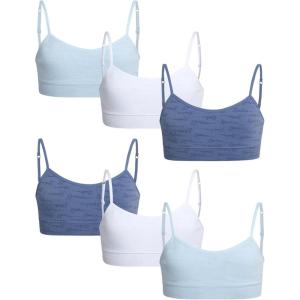 imageNautica Girls Training Bra  3 Pack6 Pack Seamless Padded Bralette Underwear for Girls with Removable Pads Sizes SXLPowder BlueScript WhiteOxford Blue6pk