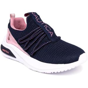imageNautica Kids Athletic SlipOn Sneakers  Comfortable Bungee Running Shoes for Boys and Girls  Stylish and Supportive Footwear for Active Kids Big KidLittle KidToddlerNavy Pink Metallic