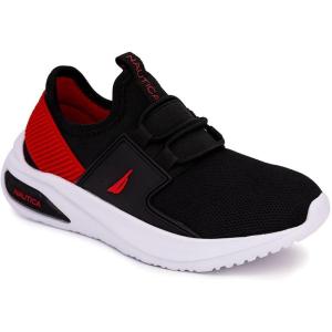 imageNautica Kids Athletic SlipOn Sneakers  Comfortable Bungee Running Shoes for Boys and Girls  Stylish and Supportive Footwear for Active Kids Big KidLittle KidToddlerBlack Redmolded