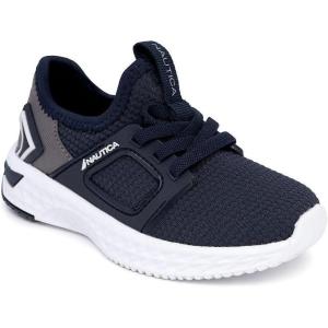 imageNautica Kids Athletic SlipOn Sneakers  Comfortable Bungee Running Shoes for Boys and Girls  Stylish and Supportive Footwear for Active Kids Big KidLittle KidToddlerNavy Grey