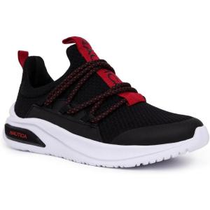 imageNautica Kids Athletic SlipOn Sneakers  Comfortable Bungee Running Shoes for Boys and Girls  Stylish and Supportive Footwear for Active Kids Big KidLittle KidToddlerBlackRed