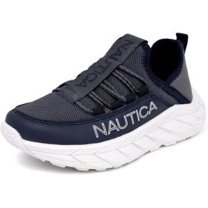 imageNautica Kids Athletic SlipOn Sneakers  Comfortable Bungee Running Shoes for Boys and Girls  Stylish and Supportive Footwear for Active Kids Big KidLittle KidToddlerGrey Navynolan