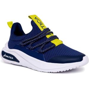imageNautica Kids Athletic SlipOn Sneakers  Comfortable Bungee Running Shoes for Boys and Girls  Stylish and Supportive Footwear for Active Kids Big KidLittle KidToddlerCobalt Lime