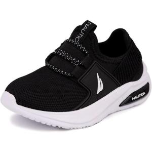 imageNautica Kids Athletic SlipOn Sneakers  Comfortable Bungee Running Shoes for Boys and Girls  Stylish and Supportive Footwear for Active Kids Big KidLittle KidToddlerBlack Whitemolded