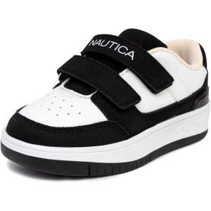 imageNautica Kids Double Strap Sneakers  Casual Athletic Shoes for Boys and Girls  Durable and Comfortable Fit for Toddlers and Little KidsWhite Blackgrosvenor