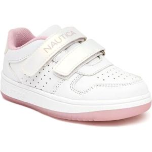 imageNautica Kids Double Strap Sneakers  Casual Athletic Shoes for Boys and Girls  Durable and Comfortable Fit for Toddlers and Little KidsWhite Iridescentstafford