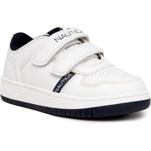imageNautica Kids Double Strap Sneakers  Casual Athletic Shoes for Boys and Girls  Durable and Comfortable Fit for Toddlers and Little KidsWhite Navycaraoni