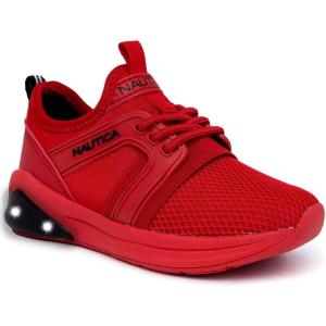 imageNautica Kids Light Up Flashing Sneaker Athletic Running Shoes LaceUpBungeeSlipon Boy  GirlLittle KidBig Kid Kappil Parks Neave LightsRed Mono Black Lights