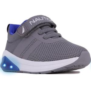 imageNautica Kids LightUp Flashing Sneaker Athletic Running Shoes with Strap  Fashionable and Fun for Boys and Girls  Available in Toddler and Little Kid SizesBuoy Lightsgrey Cobalt