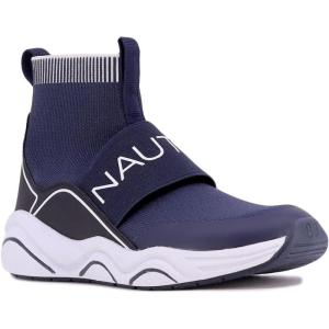 imageNautica Kids Silas HighTop Sock SlipOn Sneaker with Enhanced Ankle Support  Available in Big Kid Little Kid and Toddler Sizes for Boys and GirlsNavy White Pop