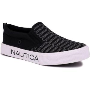imageNautica Kids SlipOn Sneakers  Casual LowTop Shoes for Boys and Girls  Comfortable Athletic Style for School Play and Everyday Wear  ToddlerLittle KidBig Kid SizesBlack Logo