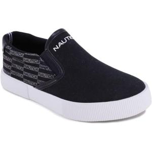 imageNautica Kids SlipOn Sneakers  Casual LowTop Shoes for Boys and Girls  Comfortable Athletic Style for School Play and Everyday Wear  ToddlerLittle KidBig Kid SizesBlack Canvas Logo
