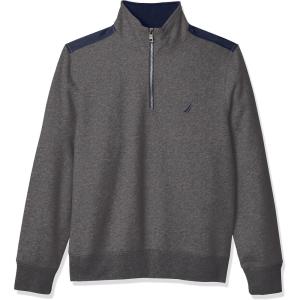 imageNautica Mens 14 Zip Pieced Fleece SweatshirtCharcoal Heather