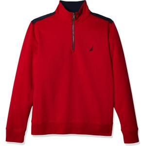 imageNautica Mens 14 Zip Pieced Fleece SweatshirtNautica Red