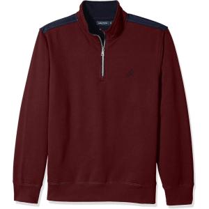 imageNautica Mens 14 Zip Pieced Fleece SweatshirtRoyal Burgundy