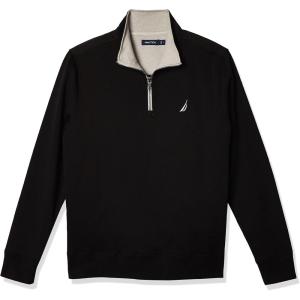 imageNautica Mens 14 Zip Pieced Fleece SweatshirtTrue Black