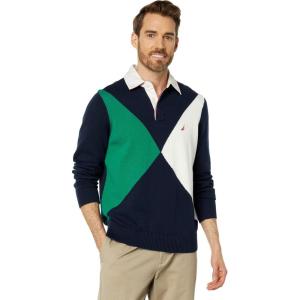 imageNautica Mens Colorblock Rugby SweaterNavy
