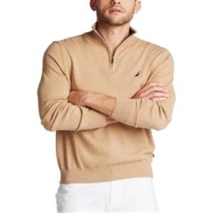 imageNautica Mens Navtech QuarterZip SweaterCoastal Camel Heather
