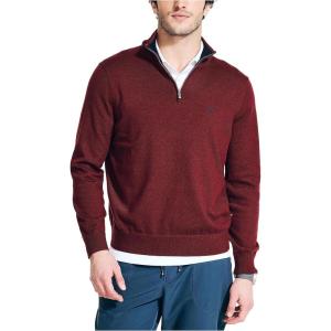 imageNautica Mens Navtech QuarterZip SweaterDeep Crimson