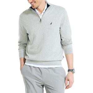 imageNautica Mens Navtech QuarterZip SweaterGrey Heather