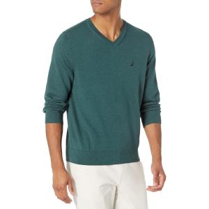 imageNautica Mens Navtech VNeck SweaterHunter Green Heather