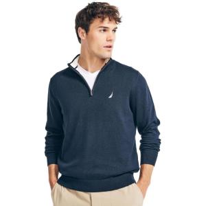 imageNautica Mens QuarterZip SweaterNavtech Collection FallWinter 2024 Navy Seas