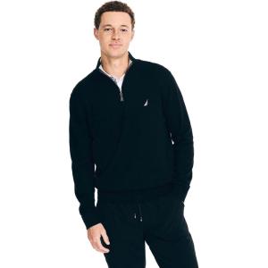 imageNautica Mens QuarterZip SweaterNavtech Collection FallWinter 2024 True Black