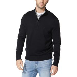 imageNautica Mens QuarterZip SweaterTrue Black