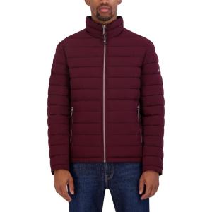 imageNautica Mens Stretch Reversible Midweight Puffer Jacket Wind and Water ResistantBurgandy