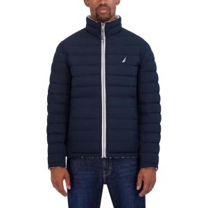 imageNautica Mens Stretch Reversible Midweight Puffer Jacket Wind and Water ResistantCloud Grey