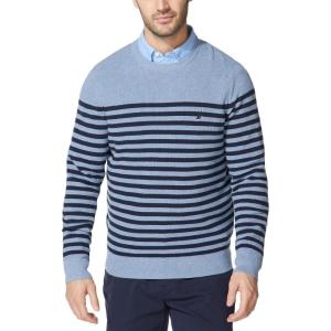 imageNautica Mens Stripe Knit Crewneck SweaterDeep Anchor Heather