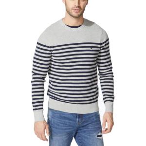 imageNautica Mens Stripe Knit Crewneck SweaterGrey Heather