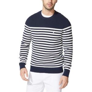 imageNautica Mens Stripe Knit Crewneck SweaterNavy