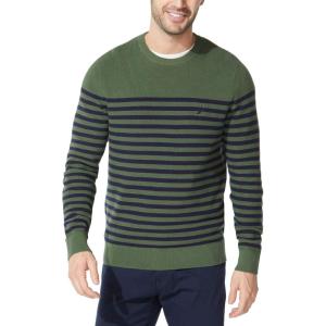 imageNautica Mens Stripe Knit Crewneck SweaterPine Forest