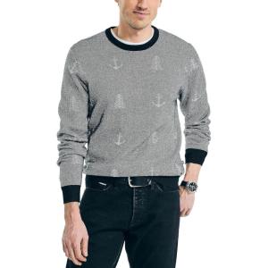imageNautica Mens Sustainably Crafted Printed Crewneck SweaterTrue Black