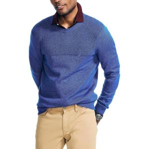 imageNautica Mens Sustainably Crafted Textured Crewneck SweaterBright Cobalt