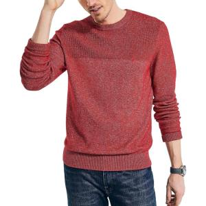 imageNautica Mens Sustainably Crafted Textured Crewneck SweaterTango Red