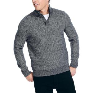 imageNautica Mens Sustainably Crafted Waffle MockNeck SweaterCharcoal Heather