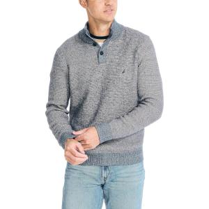 imageNautica Mens Sustainably Crafted Waffle MockNeck SweaterNavy Seas