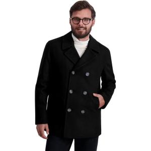 imageNautica Mens Wool Blend Peacoat  DoubleBreasted Winter Coat Regular Big ampamp Tall SizesBlack