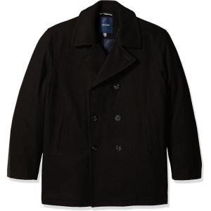 imageNautica Mens Wool Blend Peacoat  DoubleBreasted Winter Coat Regular Big ampamp Tall SizesCaviar Blk