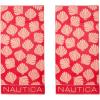 imageNautica  Oversized Beach Towel Set Soft Plush Velour Towels with Hanging Loop Quick Dry ampamp Absorbent Beach Vacation Essentials for Adults ampamp Travel Tilted Logo Blue 2PackSeashell Seashore Pink